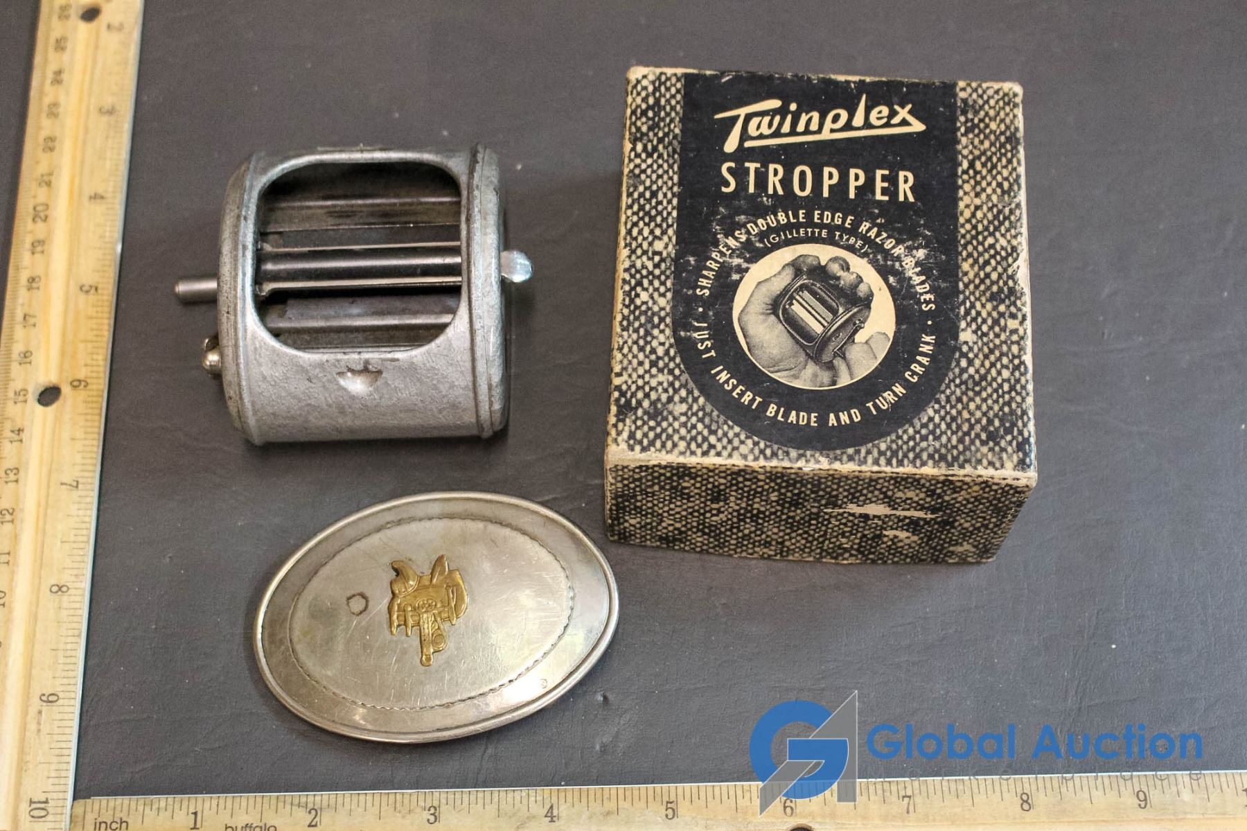 Belt Buckle (Nickel Silver) & Twinplex Stropper Double Edge Razor Blade