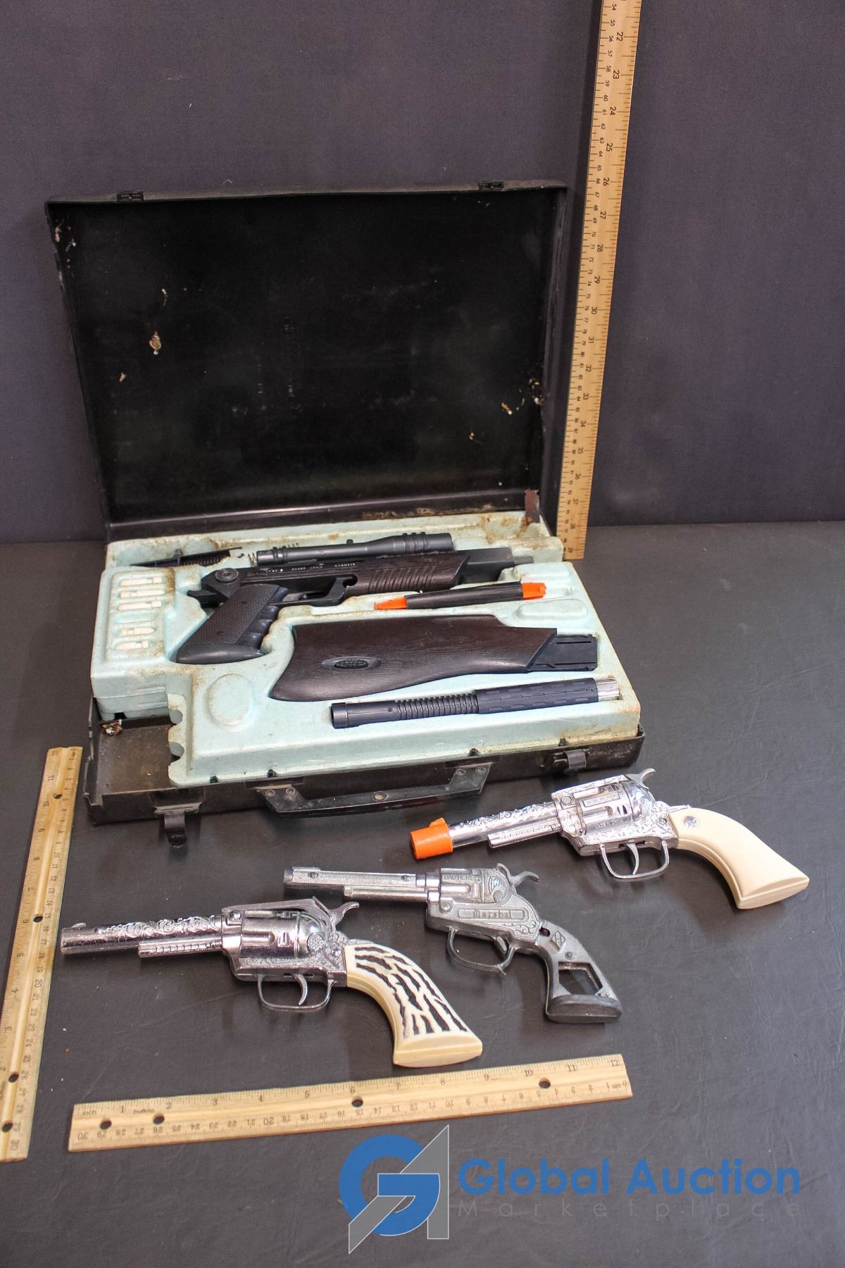 Secret Sam Toy Gun w/Case & 3 Other Toy Guns