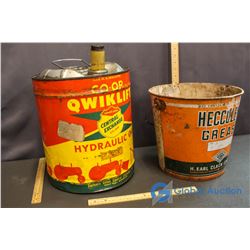 5 Gallon Co-Op Oil Pail & 25 LB Heccolene Grease Pail