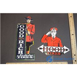 Vintage Good Year & Hood Advertising Porcelain Door Push Signs