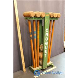 Vintage Croquet Set W/ Caddy