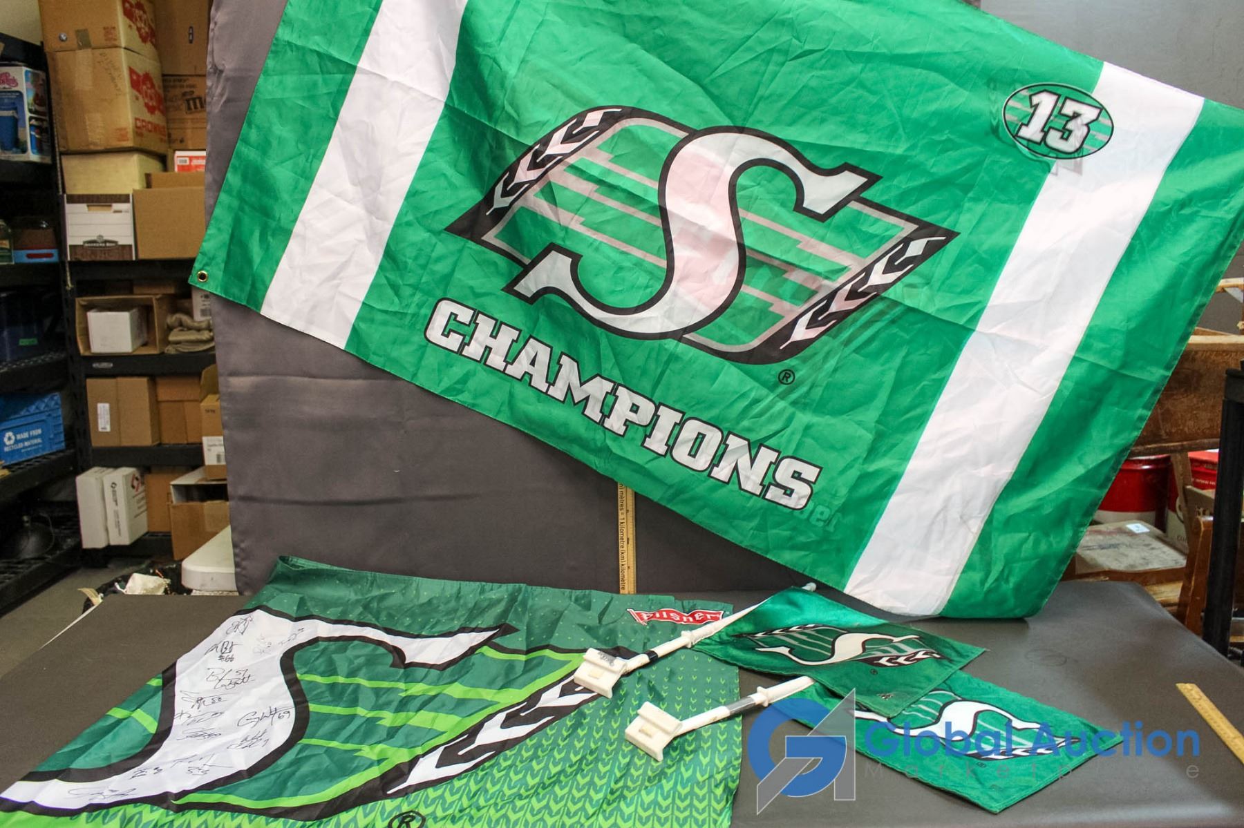 (4) Rough Rider Flags - One Signed