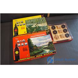 (2) The Big Ben Picture Puzzle, Wooden X's & O's Set