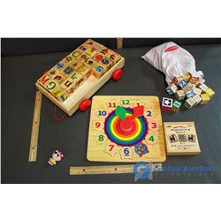 Assortment Of Children's Wooden Toys Blocks