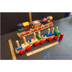 (NIB) Lil' Engineer Stacking Block Train Set & Wooden Block Train (with most blocks)