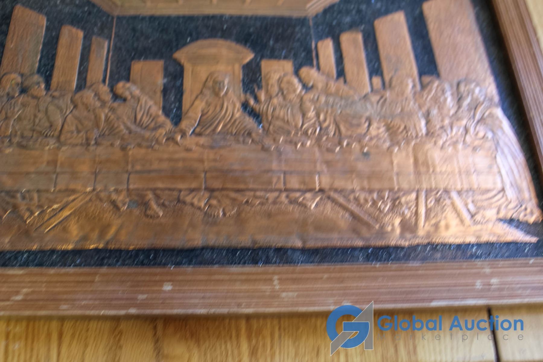 Small Framed Last Supper Wall Hanging In Copper