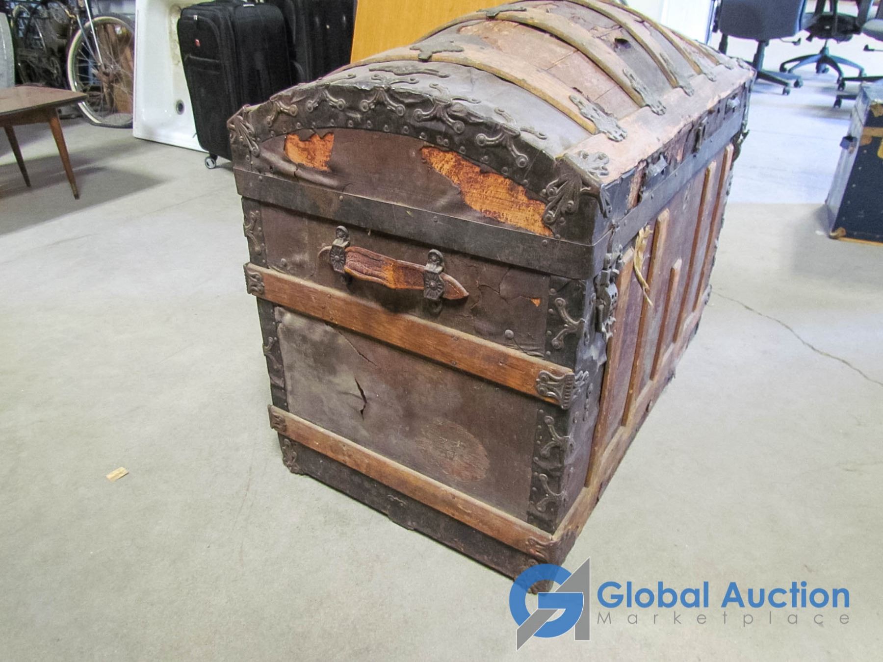Vintage Wooden Barrel Top Chest