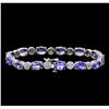 Image 2 : 16.02 ctw Tanzanite and Diamond Bracelet - 14KT White Gold