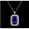 Image 1 : GIA Cert 29.02 ctw Tanzanite and Diamond Pendant With Chain - 14KT White Gold