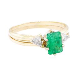 1.34 ctw Emerald And Diamond Ring Soldered To Enhancer - 14KT Yellow Gold