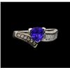 Image 2 : 18KT White Gold 1.34 ctw Tanzanite and Diamond Ring