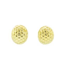 Hammered Metal Oval Earrings - Gold Plated