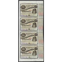 Uncut Sheet of (4) State of Louisiana Baby Bond Obsolete Notes