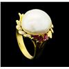 Image 4 : 0.30 ctw Ruby, Pearl and Diamond Ring - 18KT Yellow Gold