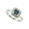 Image 2 : 1.04 ctw Blue and White Diamond Ring - 18KT White Gold