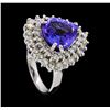 Image 4 : 5.79 ctw Tanzanite and Diamond Ring - 14KT White Gold