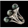 Image 3 : Pearl and Diamond Ring - 14KT White Gold