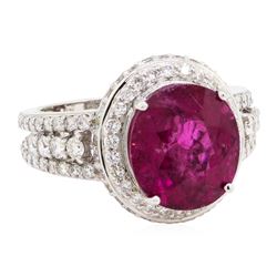 7.49 ctw Rubellite And Diamond Ring - 18KT White Gold