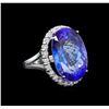 GIA Cert 26.53 ctw Tanzanite and Diamond Ring - 14KT White Gold