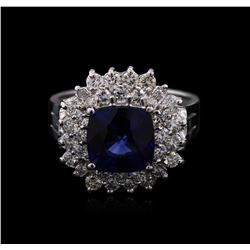 2.70 ctw Tanzanite and Diamond Ring - 14KT White Gold