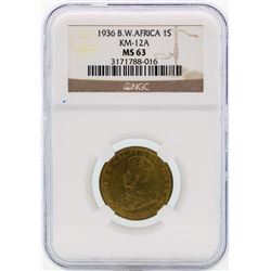 1936 BW Africa 1 Shilling Coin NGC MS63