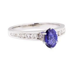 0.91 ctw Sapphire and Diamond Ring - 14KT White Gold
