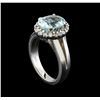 Image 4 : 2.8 ctw Aquamarine and Diamond Ring - 14KT White Gold