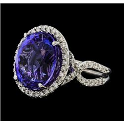 14.75 ctw Tanzanite and Diamond Ring - 14KT White Gold