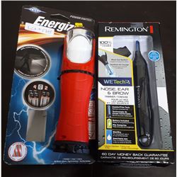 ENERGIZER POWER SWITCH FLASHLIGHT AND REMINGTONS NOSE, EAR, AND BROW TRIMMER