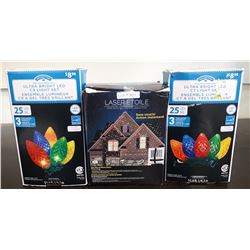 2 SETS OF CHRISTMAS LIGHTS AND STAR LASER
