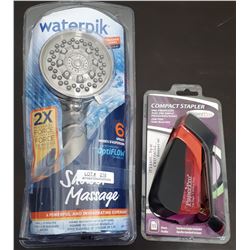 WATERPIK SHOWER MASSAGE AND PAPERPRO COMPACT STAPLER
