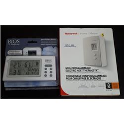 BIOS WEATHER INDOOR/OUTDOOR THERMOMETER AND HYDROMETER, AND HONEYWELL NON-PROGRAMMABLE ELECTRIC HEAT