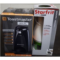 TOASTMASTER ELECTRIC CAN OPENER AND STARFRIT TAP' N CHOP