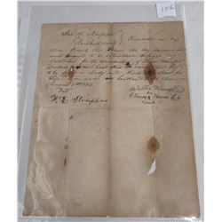 Slavery Era Bill of Sale