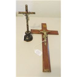 2 Antique Religious Crucifixes