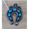 Navajo Sterling Silver & Turquoise Horseshoe Pin