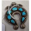 Image 8 : Navajo Sterling Silver & Turquoise Horseshoe Pin