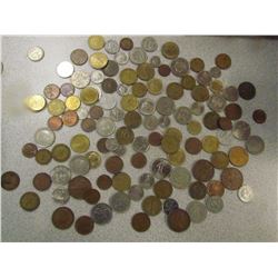 JAR OF FOREIGN COINS