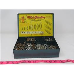 METAL TACKLE BOX (WATER GREMLIN) *W/QTY OF METAL SCREWS*