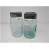Image 1 : 2 CANNING SEALERS *BOTH GREEN TINT* (CROWN & IMPROVED JAM *HAMMER WHITTLED*) W/LIDS