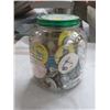 Image 1 : LOT OF LAPEL ADVERTISING BUTTONS IN KRAFT PEANUT BUTTER GLASS JAR