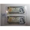 Image 1 : 2 - 1973 CNDN $1 BANK NOTES (UNCIRCULATED) *DIFFERENT SIGNATURES*