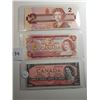 Image 1 : 3 CNDN TWO DOLLAR BANK NOTES (1954, 1974, 1986 SERIES)