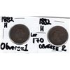 Image 2 : 1882H *OBVERSE 1* & 1882H *OBVERSE 2* LARGE CENTS