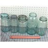 Image 1 : LOT OF 5 SEALER JARS BLUE ANTIQUE)