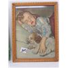 Image 2 : 1946 WATKINS SALAD BOOK & PRINT OF SLEEPING BOY & DOG (OLD, FRAMED, 7"X9")