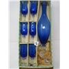Image 10 : BLUE CRYSTAL DECANTER (FOOTED, W/STOPPER) & 6 STEM GLASSES (FROM ITALY)