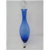 Image 2 : BLUE CRYSTAL DECANTER (FOOTED, W/STOPPER) & 6 STEM GLASSES (FROM ITALY)