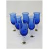 Image 6 : BLUE CRYSTAL DECANTER (FOOTED, W/STOPPER) & 6 STEM GLASSES (FROM ITALY)