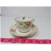 Image 5 : LOT OF 3 - GLASS FRUIT SERVING BOWL (LARGE), TEACUP *SMALL CRACK* & SAUCER (BY PHOENIX IN ENGLAND)